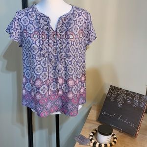 Liz Clayborne Petite Womens Print Top size Petite Medium